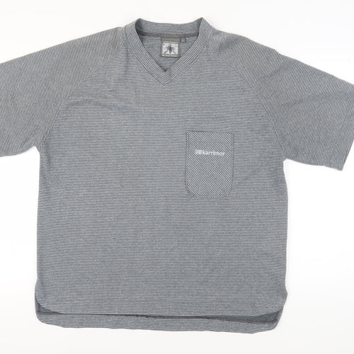 Karrimor Men's Grey Striped T-Shirt V-Neck Size L