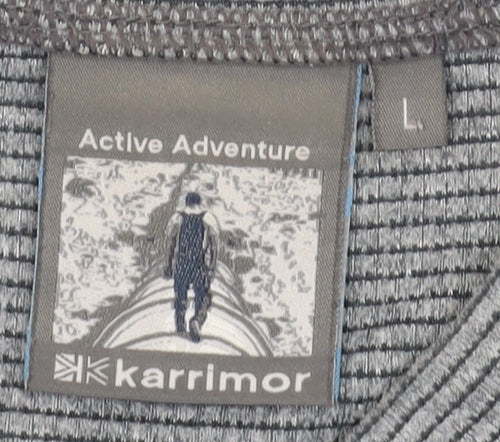 Karrimor Men's Grey Striped T-Shirt V-Neck Size L