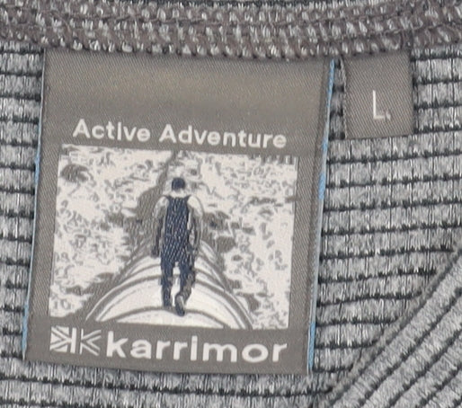 Karrimor Men's Grey Striped T-Shirt V-Neck Size L