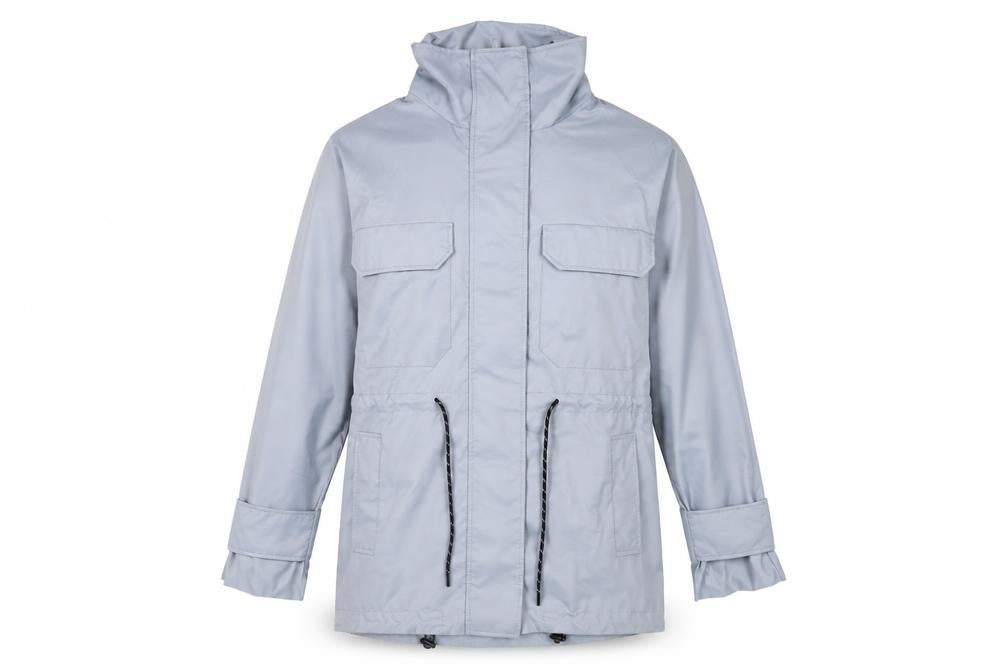 Front view of H&M Men's Grey Anorak Jacket XS Stand-Up Collar