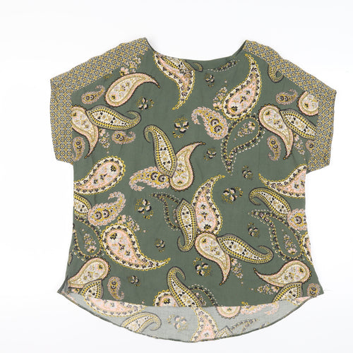 Dorothy Perkins Green Paisley Ringer Top - Size 18