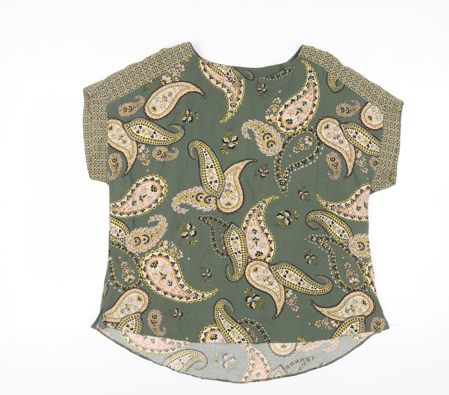 Dorothy Perkins Green Paisley Ringer Top - Size 18