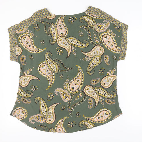 Dorothy Perkins Green Paisley Ringer Top - Size 18