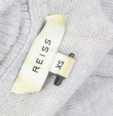 Reiss Women's Grey XS Roll Neck Wool Cashmere Pullover