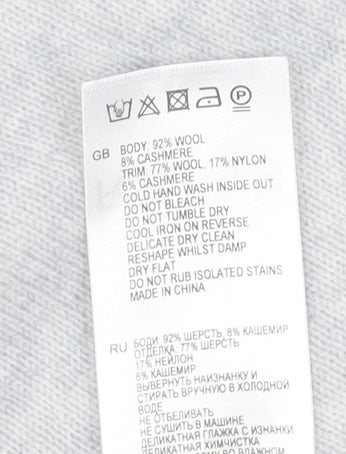 Reiss Women's Grey XS Roll Neck Wool Cashmere Pullover