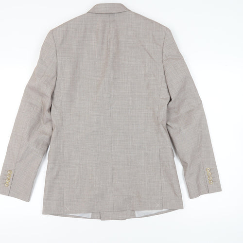 M&S Men's Beige Check Blazer, 36R Double-Breasted