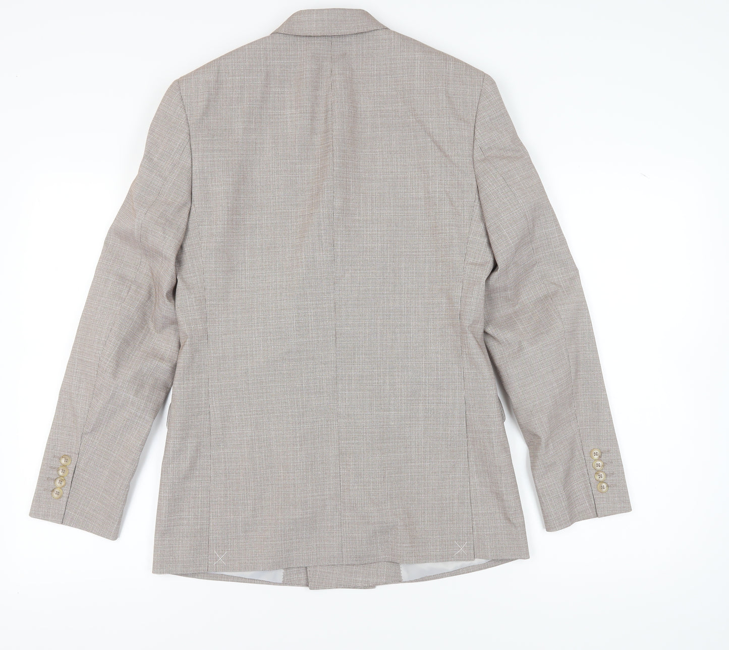 M&S Men's Beige Check Blazer, 36R Double-Breasted