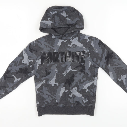 Fortnite Grey Camouflage Boys Pullover Hoodie XS