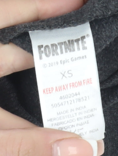 Fortnite Grey Camouflage Boys Pullover Hoodie XS