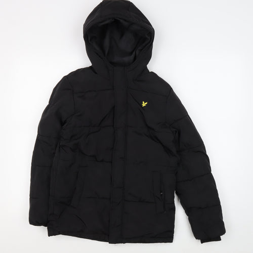 Lyle & Scott Boys Black Puffer Jacket 9-10 Years Hooded