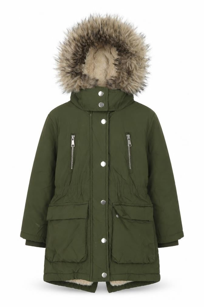 Next Girls Green Hooded Parka Coat, Age 3, Casual Winter Wear