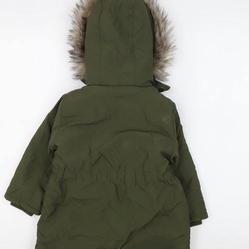 Next Girls Green Hooded Parka Coat, Age 3, Casual Winter Wear