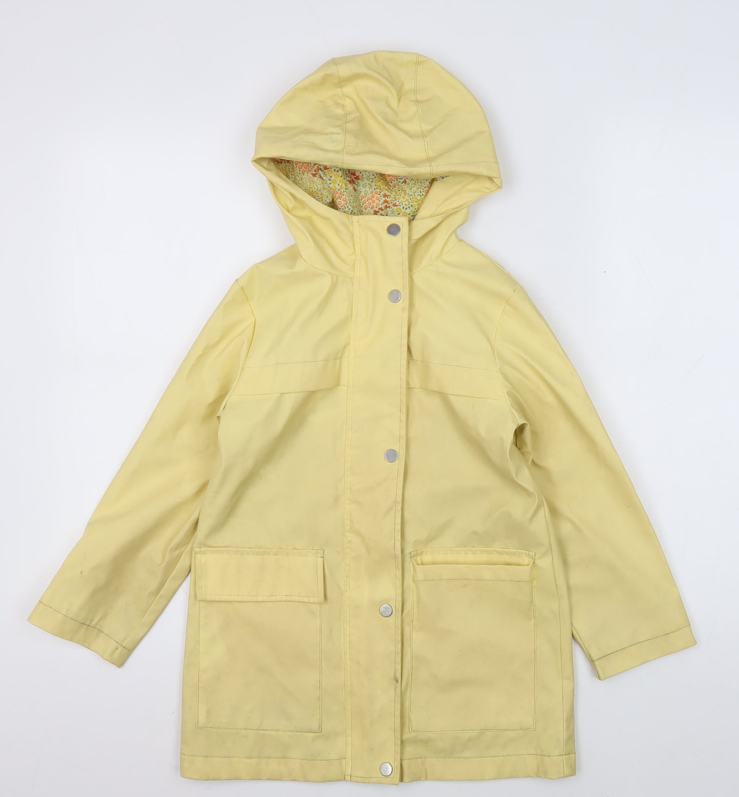 Next Girls Yellow Rain Coat 6 Years Hooded Waterproof