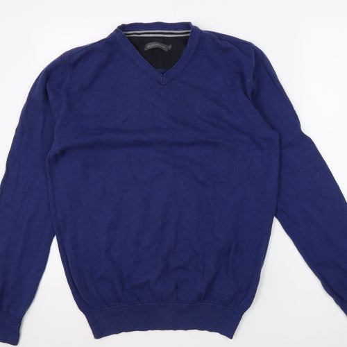 RJR John Rocha Men’s Blue Cotton V-Neck Jumper M