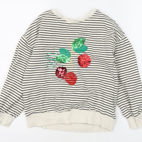 Next Girls Striped Cherry Sweatshirt, Multicoloured, 10Y
