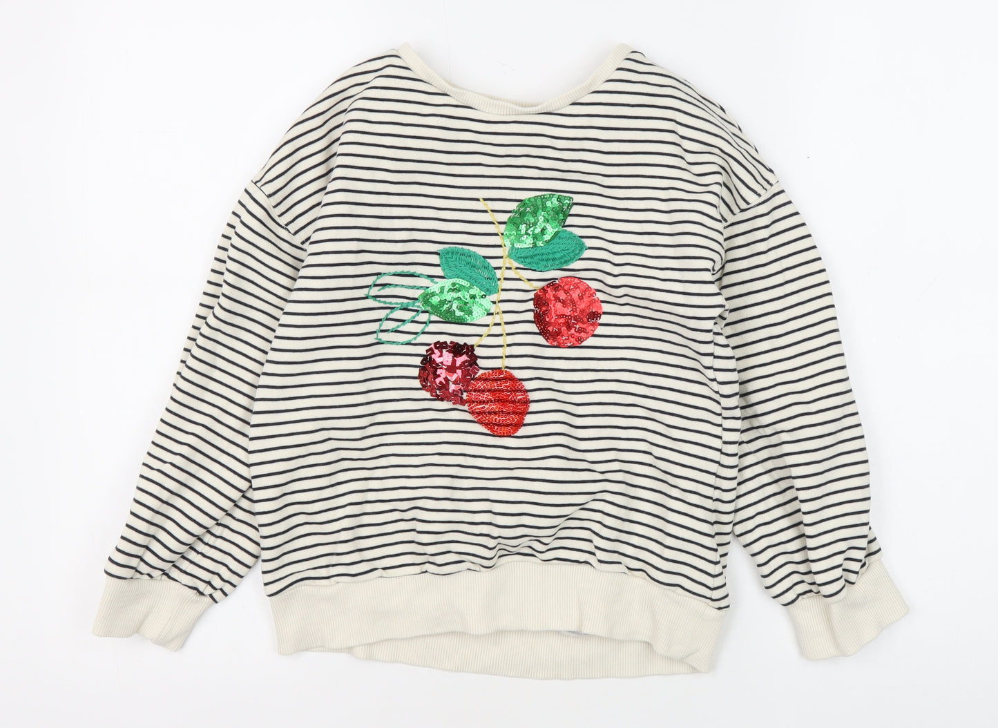 Next Girls Striped Cherry Sweatshirt, Multicoloured, 10Y