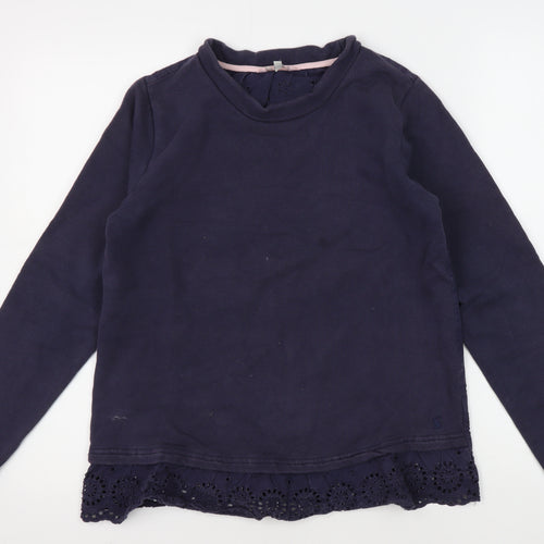 Joules Girls Blue Embr Sweatshirt, Size 6, Long Sleeve