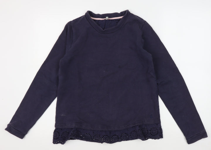Joules Girls Blue Embr Sweatshirt, Size 6, Long Sleeve
