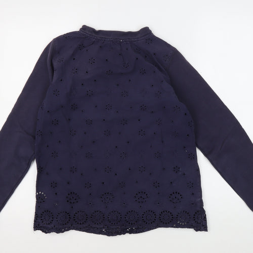 Joules Girls Blue Embr Sweatshirt, Size 6, Long Sleeve