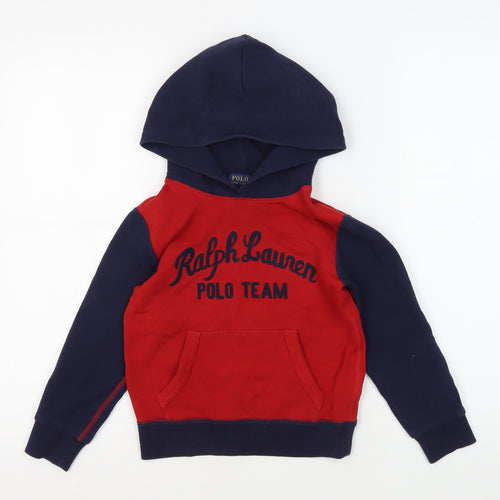 Ralph Lauren Boys Red & Blue Pullover Hoodie, Size 5 Years
