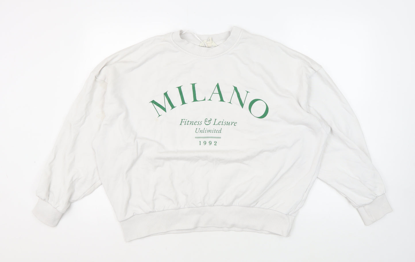 H&M Unisex White Pullover Sweatshirt M
