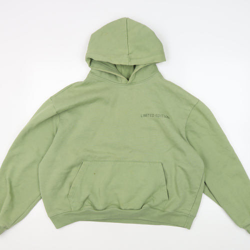 boohooMAN Men's Green Pullover Hoodie M, Casual