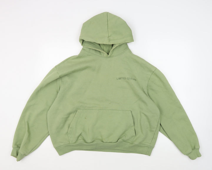 boohooMAN Men's Green Pullover Hoodie M, Casual