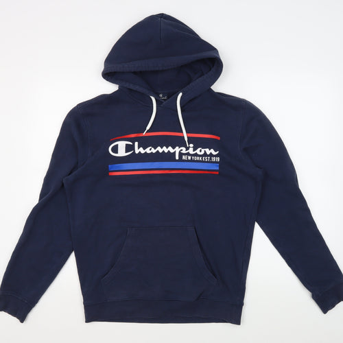 Champion Men's Blue Logo Hoodie S Pullover