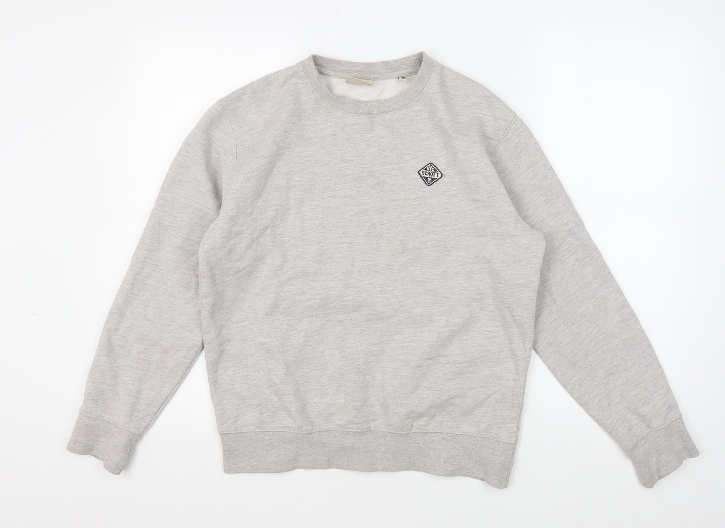 Schott Men's Grey Crew Neck Pullover Sweatshirt Size S