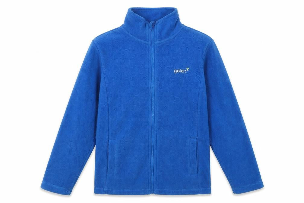 Front view of Gelert boys’ blue basic jacket, size 9-10, years, full zip