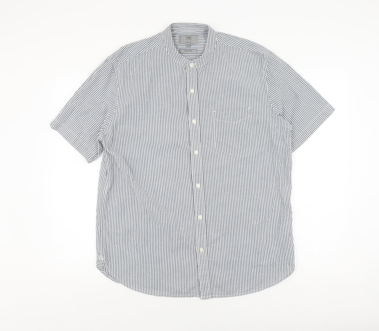 Marks & Spencer Men's Blue Striped Medium Casual Shirt