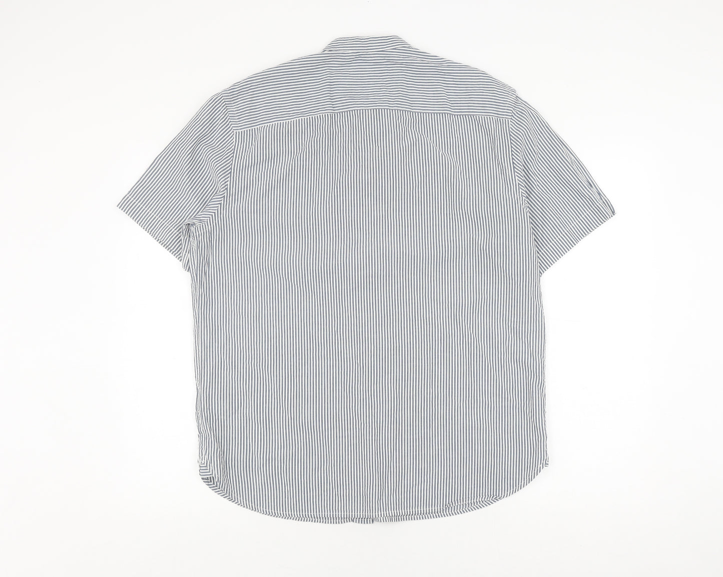 Marks & Spencer Men's Blue Striped Medium Casual Shirt