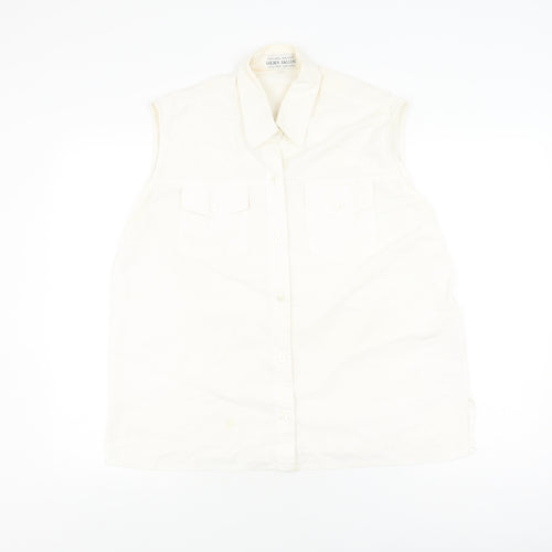 Golden Falcon Women's Ivory Sleeveless Button-Up 2XL