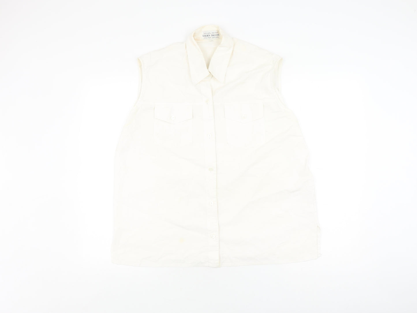 Golden Falcon Women's Ivory Sleeveless Button-Up 2XL