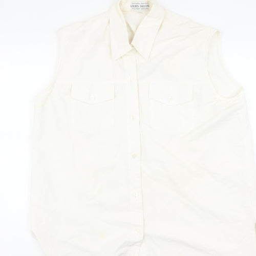 Golden Falcon Women's Ivory Sleeveless Button-Up 2XL
