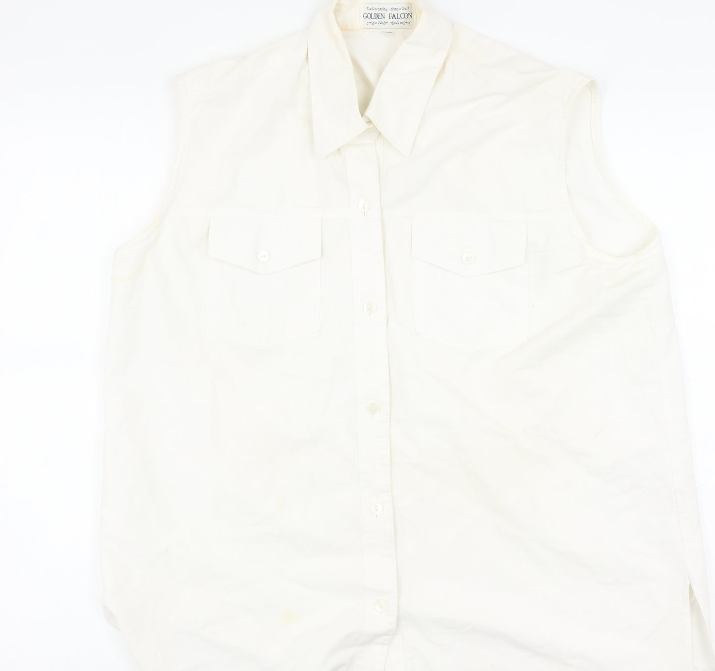 Golden Falcon Women's Ivory Sleeveless Button-Up 2XL