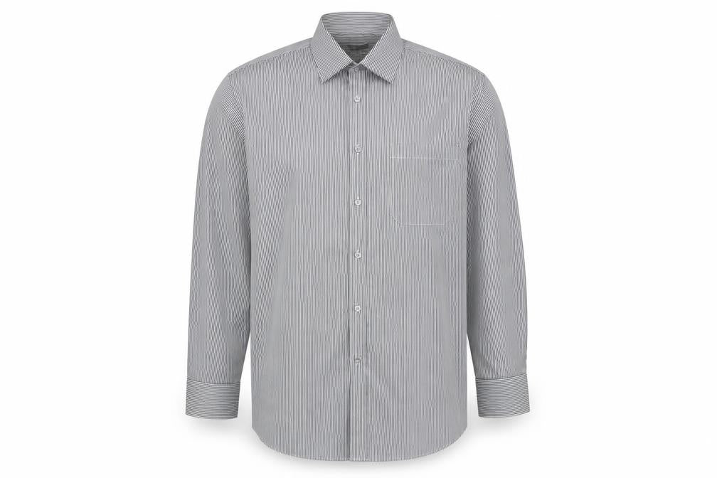 Front view of Marks & Spencer Men's Black Striped Slim Fit Shirt