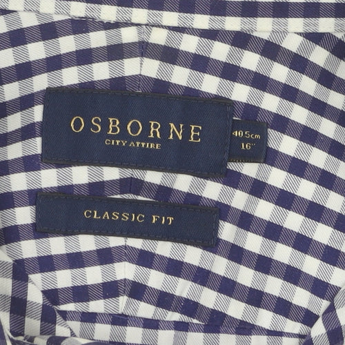 Osborne Men's Blue Check Classic Fit Shirt Size 16