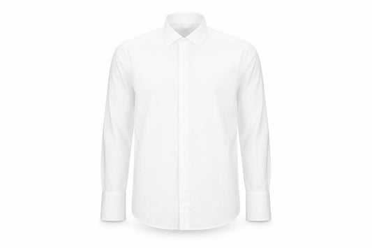 Front view of Dobell Men’s White 14 Dress Shirt Long Sleeve Formal