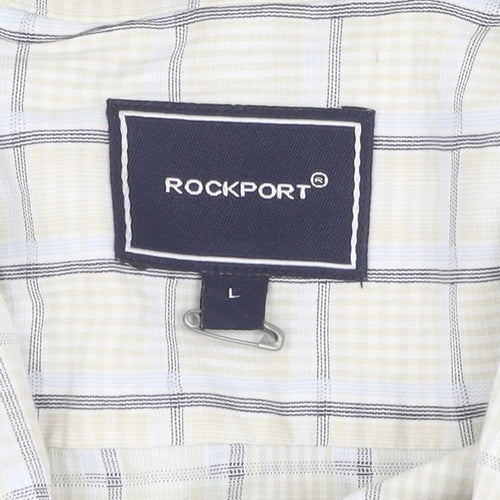 Rockport Men's Beige Check Long Sleeve Button-Up Shirt