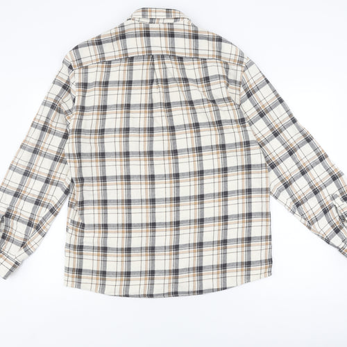 Marks and Spencer Men's Beige Check Flannel Shirt L