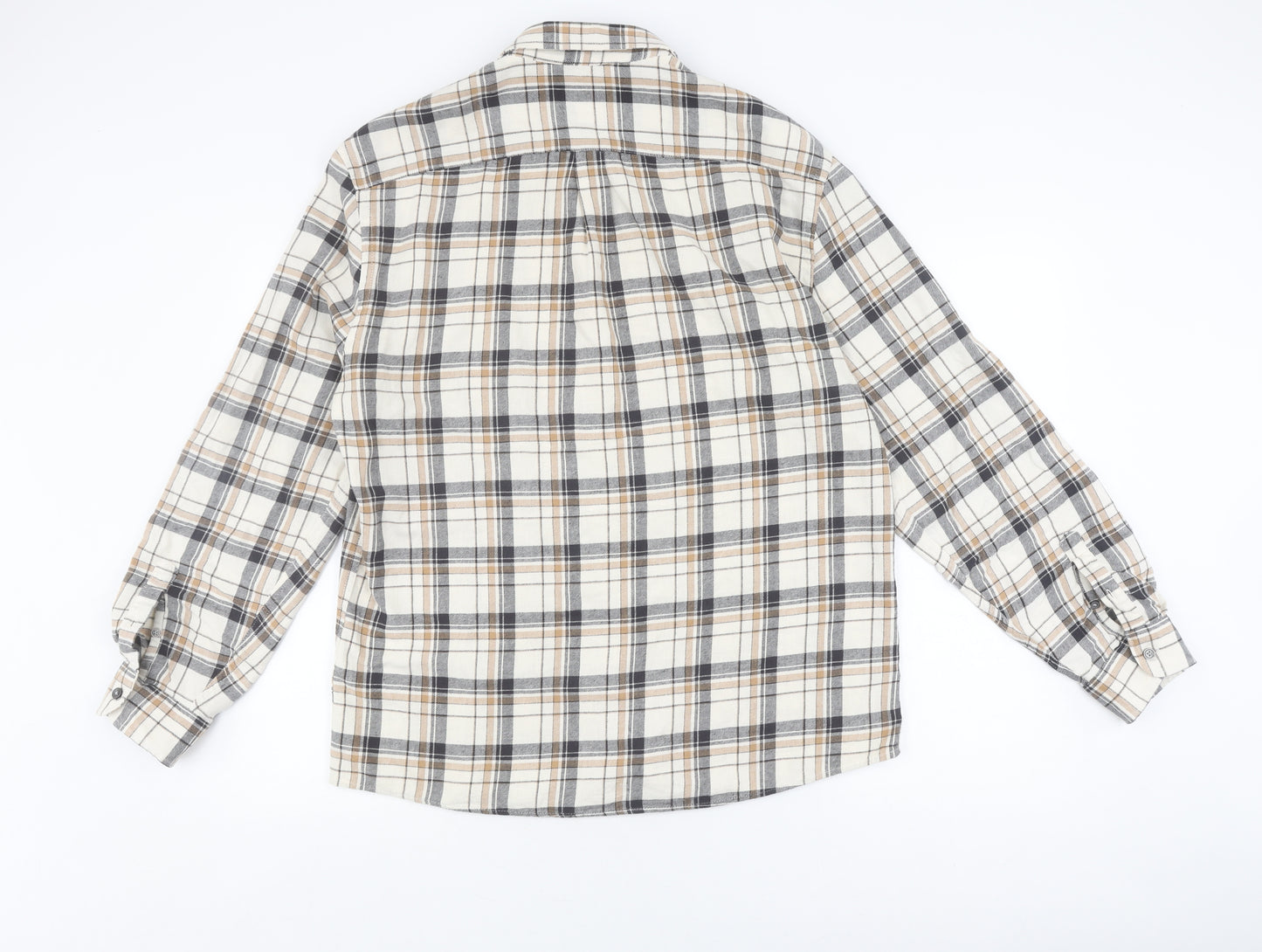 Marks and Spencer Men's Beige Check Flannel Shirt L