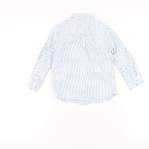 Marks and Spencer Boys Blue Striped Button-Up Shirt 2-3Y