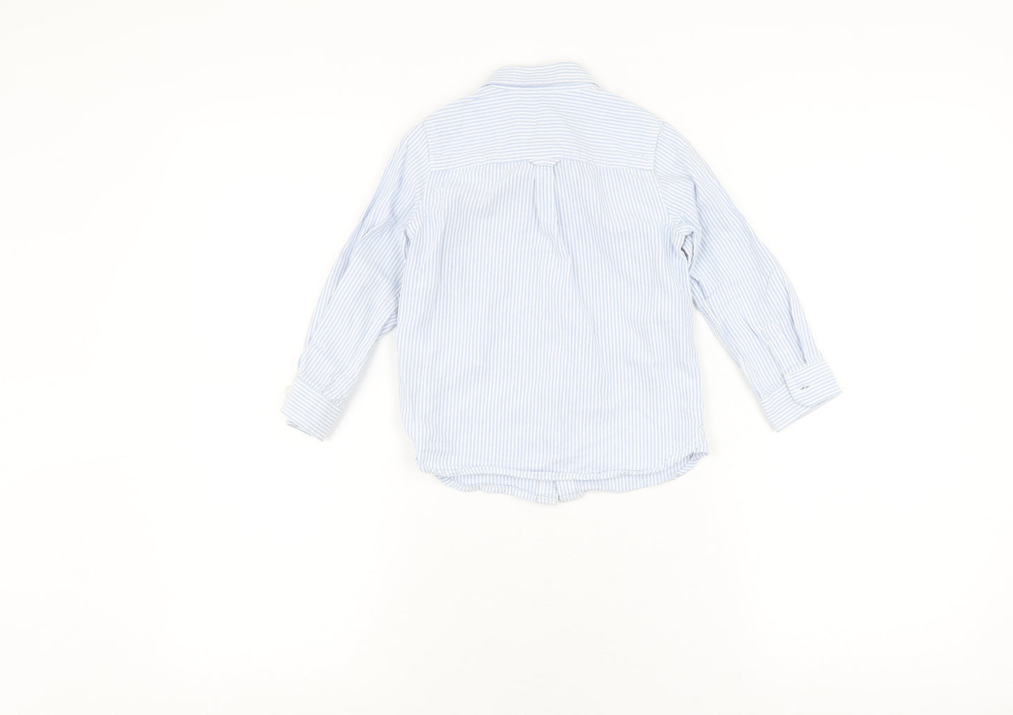 Marks and Spencer Boys Blue Striped Button-Up Shirt 2-3Y