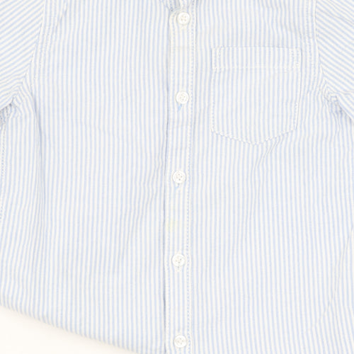 Marks and Spencer Boys Blue Striped Button-Up Shirt 2-3Y