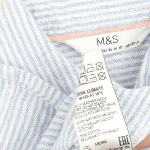 Marks and Spencer Boys Blue Striped Button-Up Shirt 2-3Y