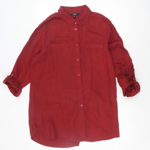 Lipsy Women's Red Long Sleeve Button-Up Shirt