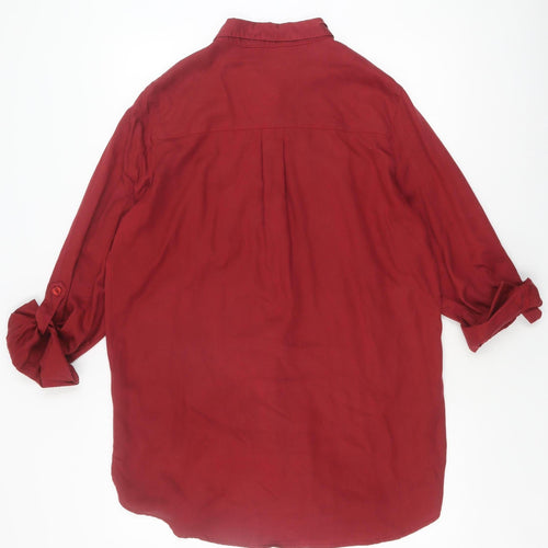 Lipsy Women's Red Long Sleeve Button-Up Shirt