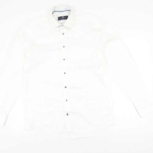 Paul Costelloe Men's White Classic Fit Button-Up Shirt 15.5