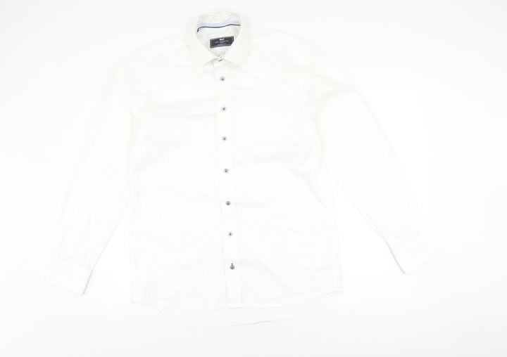 Paul Costelloe Men's White Classic Fit Button-Up Shirt 15.5